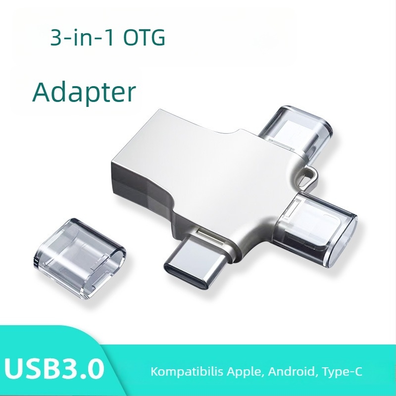 Android telefonokhoz 3-in-1 OTG USB-C adapter, külső USB meghajtó és kártyaolvasó támogatással