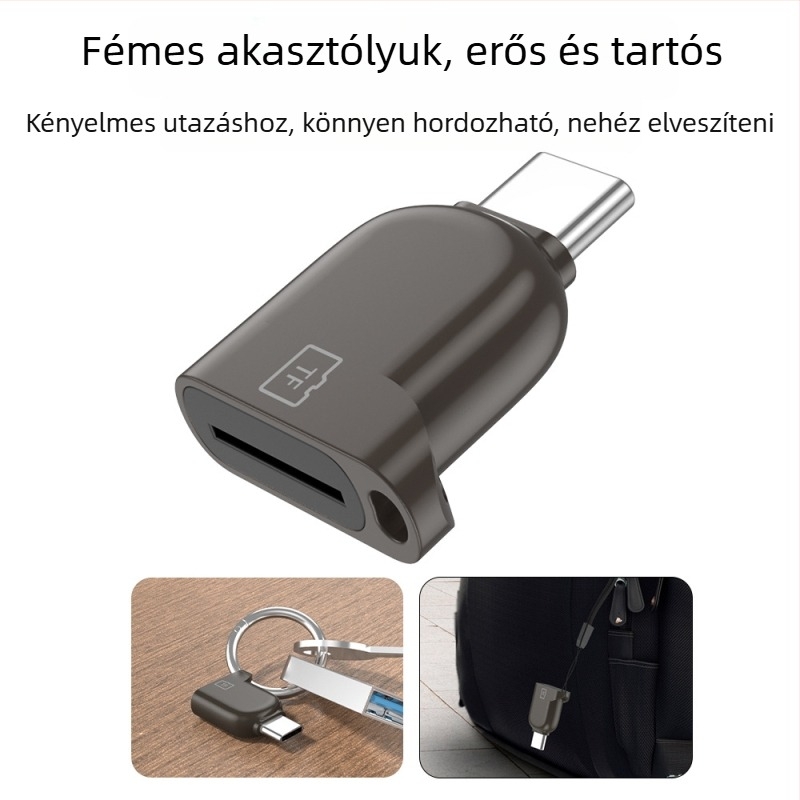 HD698 Type-C TF kártyaolvasó Androidhoz — Mini, USB 2.0/3.0, Cinköntvény ház