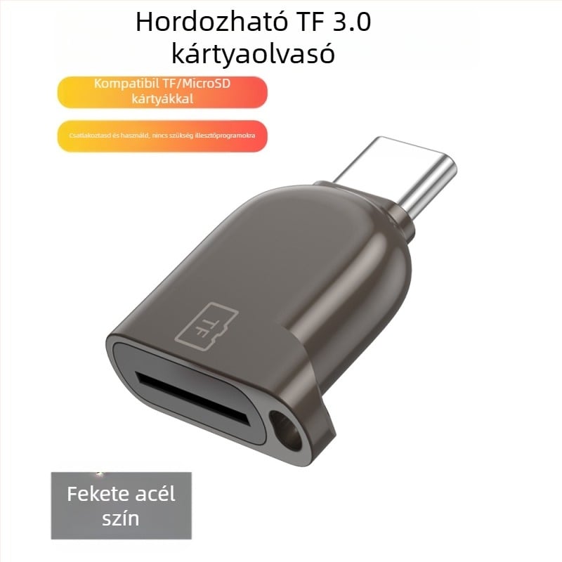 HD698 Type-C TF kártyaolvasó Androidhoz — Mini, USB 2.0/3.0, Cinköntvény ház