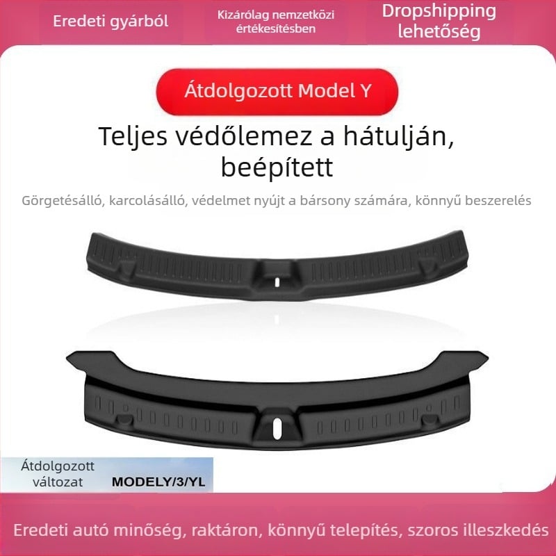 Tesla Model Y Csomagtérajtó küszöbszalag teljes lefedettségű védőpárnával és pedállal, műanyagból