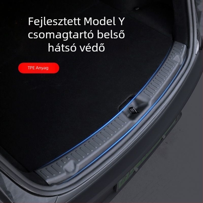 Tesla Model Y Csomagtérajtó küszöbszalag teljes lefedettségű védőpárnával és pedállal, műanyagból