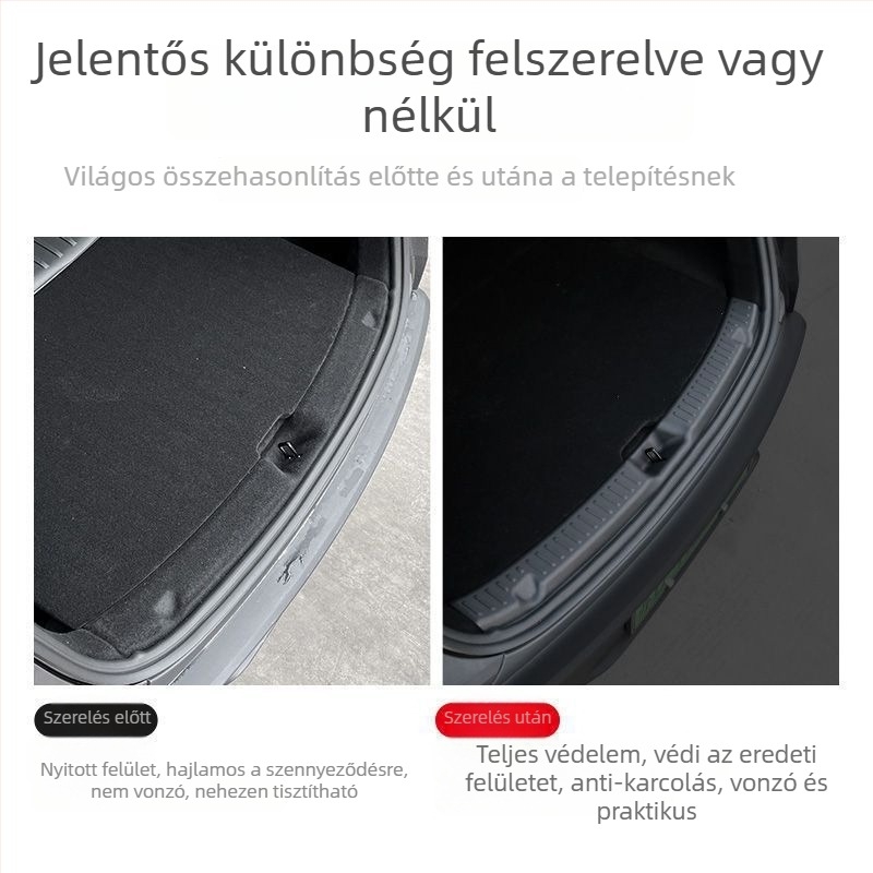 Tesla Model Y Csomagtérajtó küszöbszalag teljes lefedettségű védőpárnával és pedállal, műanyagból