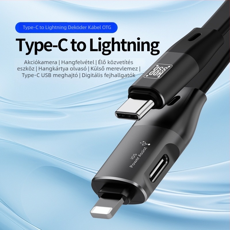 SYRUI SY-187 OTG Lightning–Type-C adapter iPhone-hoz, hang interfész és USB meghajtó/olvasó