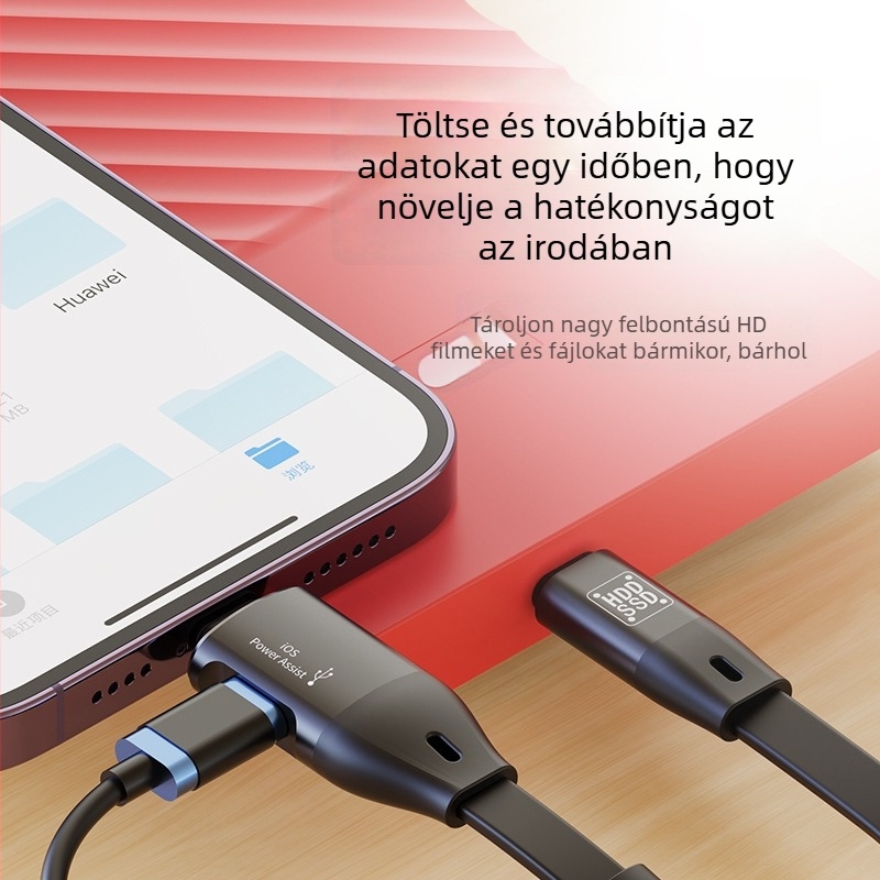 SYRUI SY-187 OTG Lightning–Type-C adapter iPhone-hoz, hang interfész és USB meghajtó/olvasó