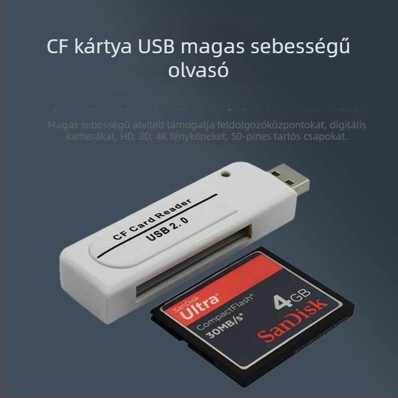 CF kártyaolvasó USB 2.0 — Modell C201, Külső szerelés, CF memória-támogatás, Tűzálló burkolat