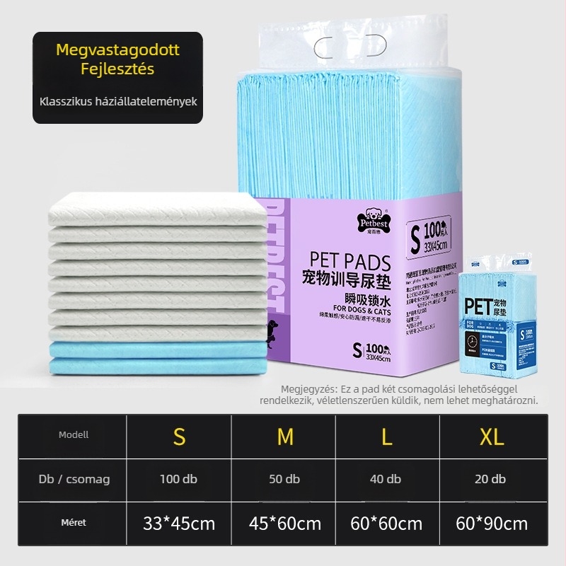 Kutyák és macskák részére készült vizeletvédő alátét, vastagított, bambuszszénes dezodorizáló, nedvszívó, toalettpad