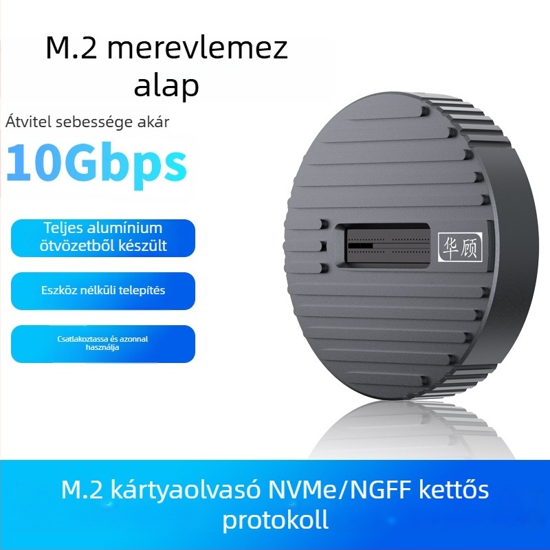 M.2 NVMe/SATA SSD külső ház – USB 3.0, MicroSD támogatás, Modell D21, Tömeg 35,34 g