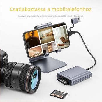 CFexpress A/B és SD kártyaolvasó, USB-C és USB 3.0, alumínium ötvözet, modell CF003