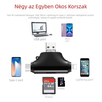 OTG Apple kártyaolvasó, Négy az egyben TF-kártyaolvasó Apple Type-C eszközök számára (USB 2.0)