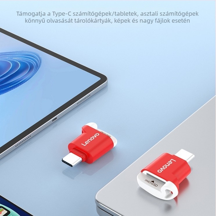 Lenovo USB-C kártyaolvasó – TF kártya támogatás, külső kivitel, 15 g, USB-C interfész, modellek C102/C103