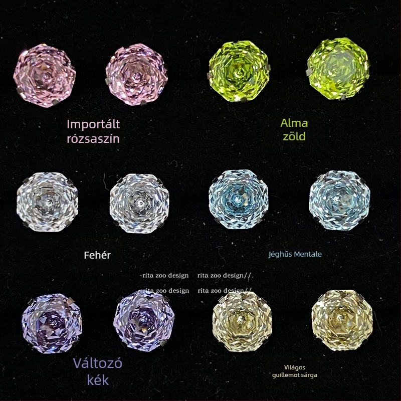 baoqina Titánium-acél fülpiercing Zircon 5A — Geometriai dizájns, japán-koreai stílus, friss és édes, Nyár 2024