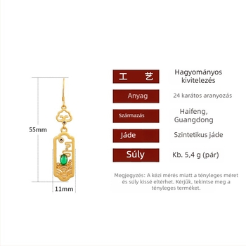 Aranyozott fülbevalók 925-ös ezüst posts-szal, felhő motívummal, Hanfu/Cheongsam ihletésű, női viseletre tervezett retro stílusú ékszer