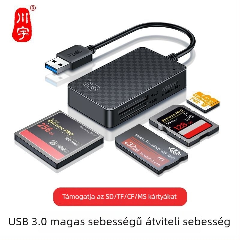 USB 3.0 kártyaolvasó, 4 az 1-ben – MS, CF, SD és TF kártyákat támogat