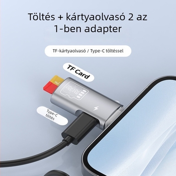 Salamoer xjs-227 Lightning–TF kártyaolvasó, 2-az-1-ben adapter Type-C töltéssel