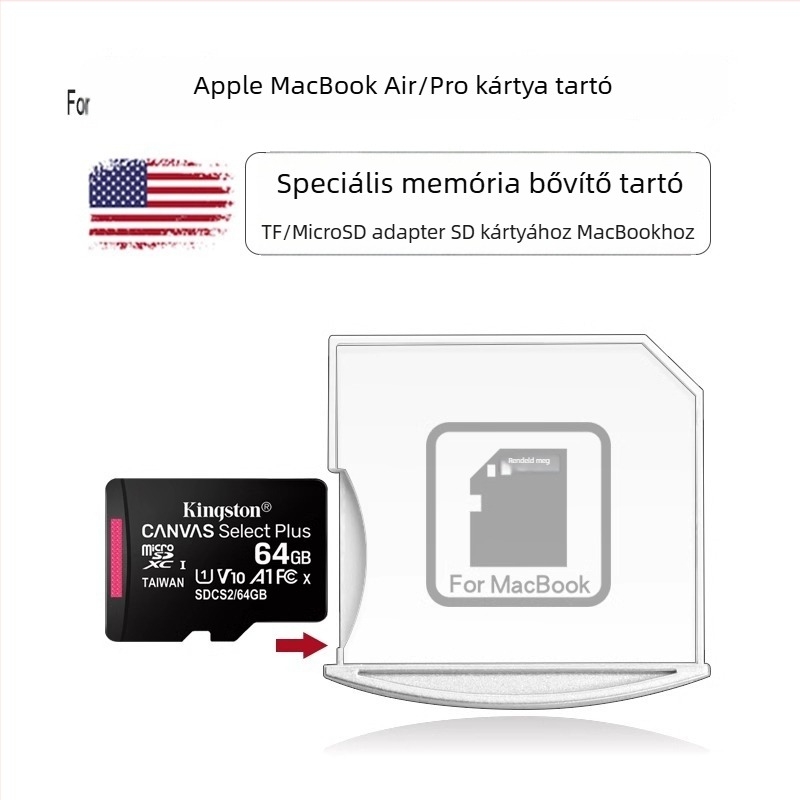 Mac-hoz SD/TF memóriakártya tartó, USB 2.0, külső telepítés, Mac OS-kompatibilis