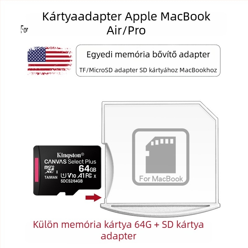 Mac-hoz SD/TF memóriakártya tartó, USB 2.0, külső telepítés, Mac OS-kompatibilis