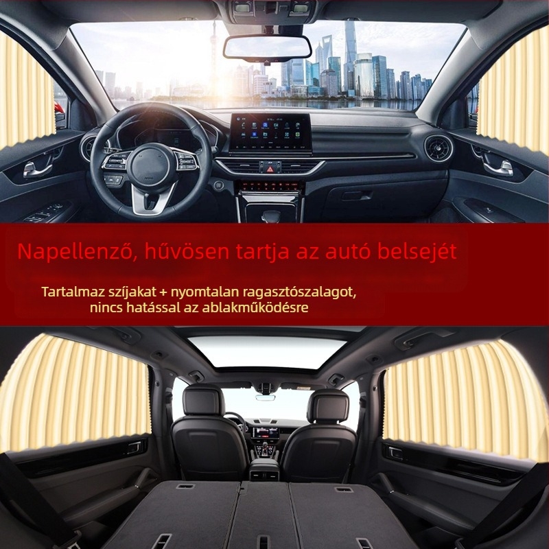 Belső autóablak roló sínes szereléssel – napvédelem és hőszigetelés, magánélet védelme, sedan és SUV