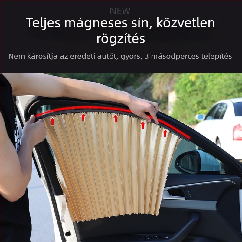 Belső autóablak roló sínes szereléssel – napvédelem és hőszigetelés, magánélet védelme, sedan és SUV
