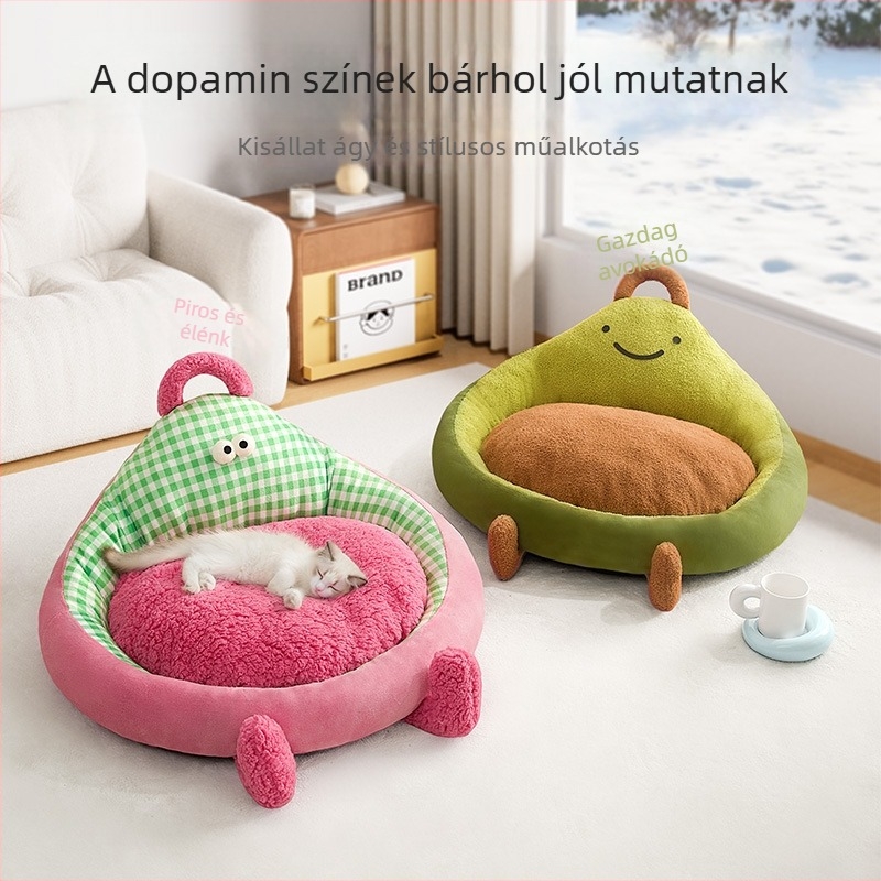 Minden évszakra alkalmas kutya- és macska párna, kis testű kutyáknak (Bichon), meleg, kényelmes beltéri ágy