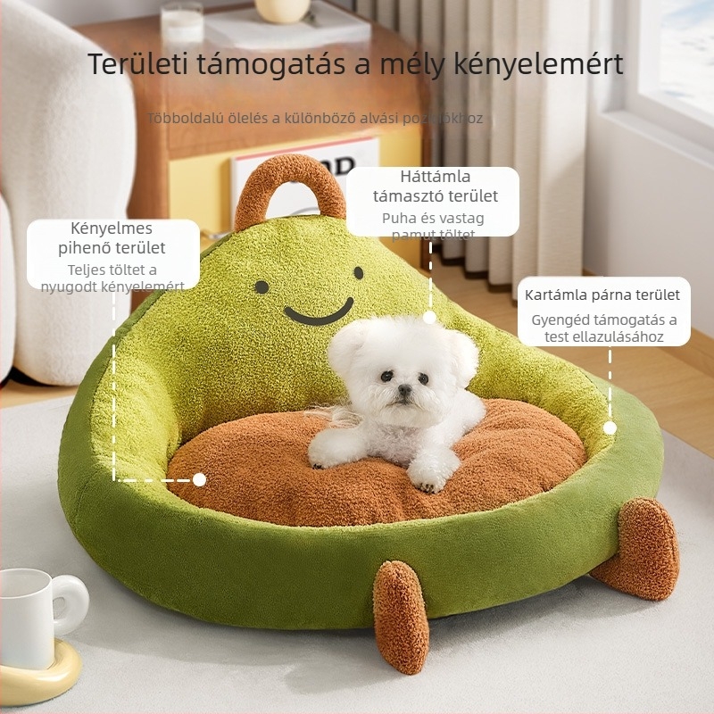 Minden évszakra alkalmas kutya- és macska párna, kis testű kutyáknak (Bichon), meleg, kényelmes beltéri ágy