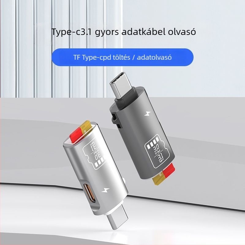 TF kártyaolvasó 2-in-1 USB 3.1 Type-C külső adapter mobiltelefonhoz és számítógéphez – fém ház