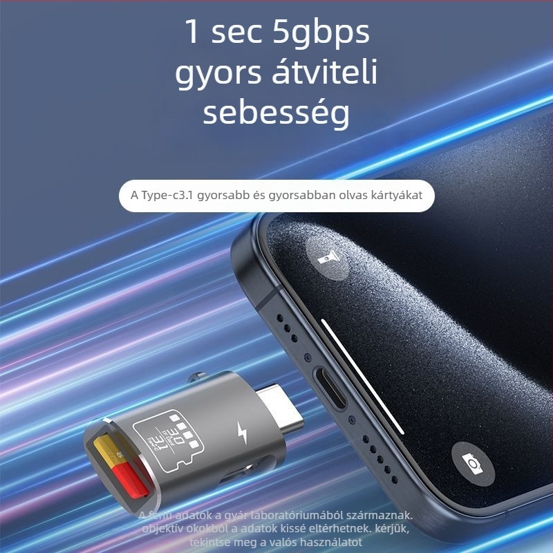 TF kártyaolvasó 2-in-1 USB 3.1 Type-C külső adapter mobiltelefonhoz és számítógéphez – fém ház