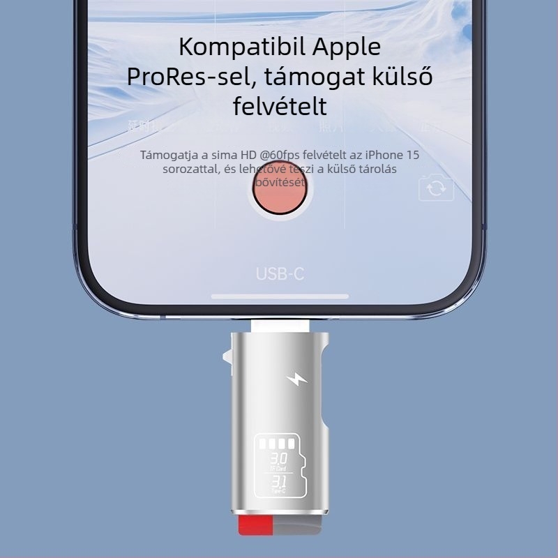 TF kártyaolvasó 2-in-1 USB 3.1 Type-C külső adapter mobiltelefonhoz és számítógéphez – fém ház
