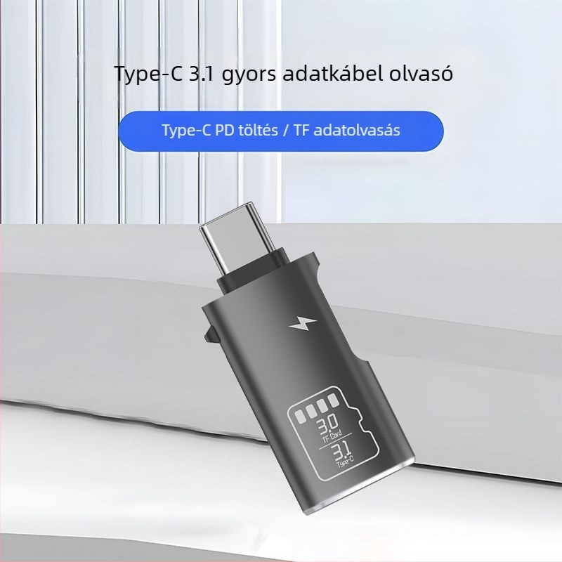 TF kártyaolvasó 2-in-1 USB 3.1 Type-C külső adapter mobiltelefonhoz és számítógéphez – fém ház
