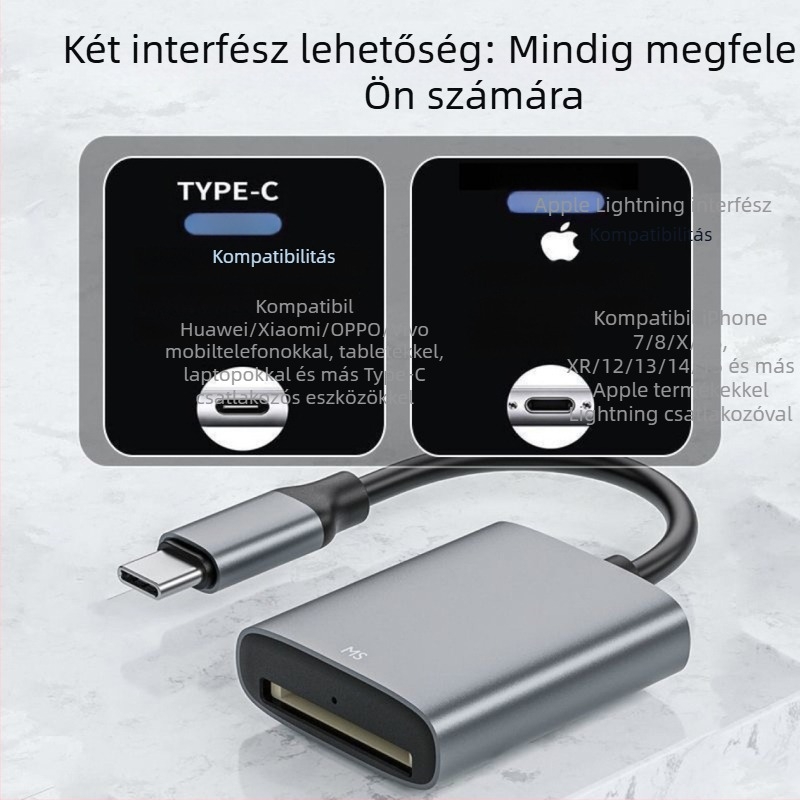XD kártyaolvasó Olympus számára – USB 2.0 külső, XD kártya támogatás, iOS kompatibilitás, alumíniumötvözet