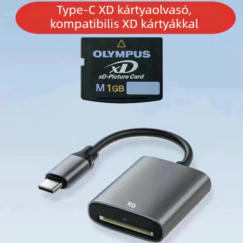 XD kártyaolvasó Olympus számára – USB 2.0 külső, XD kártya támogatás, iOS kompatibilitás, alumíniumötvözet