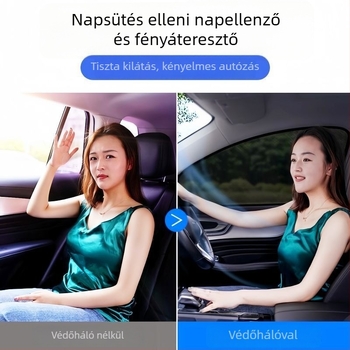 Autó ablakokhoz készült átlátszó hálós napvédő és szúnyogháló, függő kivitel, minden modellhez