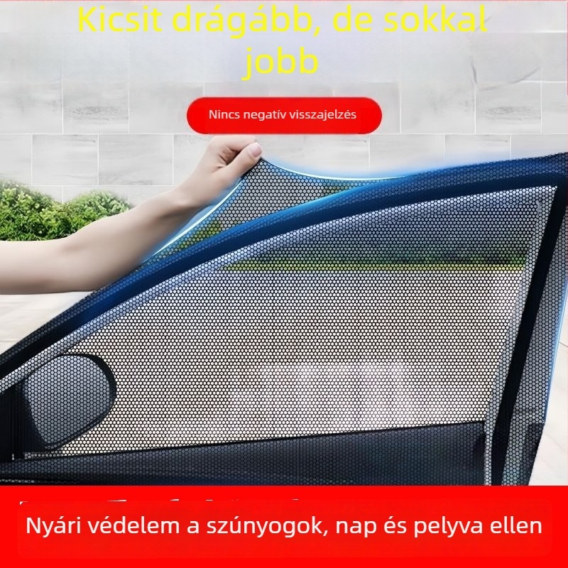 Autó ablakokhoz készült átlátszó hálós napvédő és szúnyogháló, függő kivitel, minden modellhez