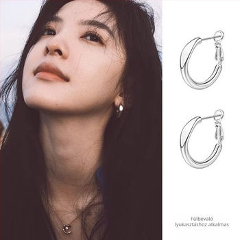 Francia-stílusú kör alakú fülbevalók, S999 ezüstből, minimalisták, uniszex, elegáns