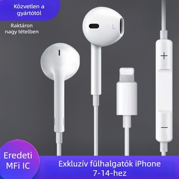 In-ear vezetékes fejhallgató, 1,2 m kábellel, iOS-kompatibilis, plug-and-play