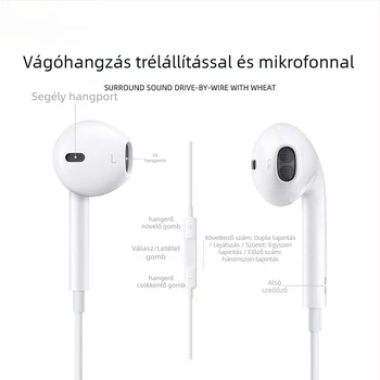 In-ear vezetékes fejhallgató, 1,2 m kábellel, iOS-kompatibilis, plug-and-play