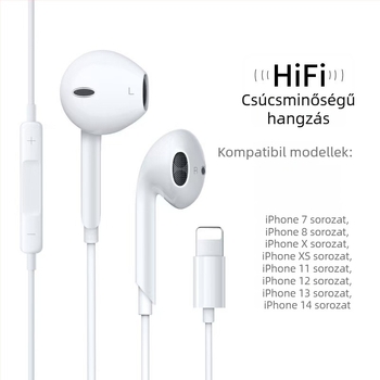 In-ear vezetékes fejhallgató, 1,2 m kábellel, iOS-kompatibilis, plug-and-play