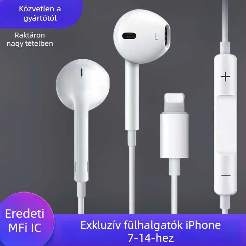 In-ear vezetékes fejhallgató, 1,2 m kábellel, iOS-kompatibilis, plug-and-play