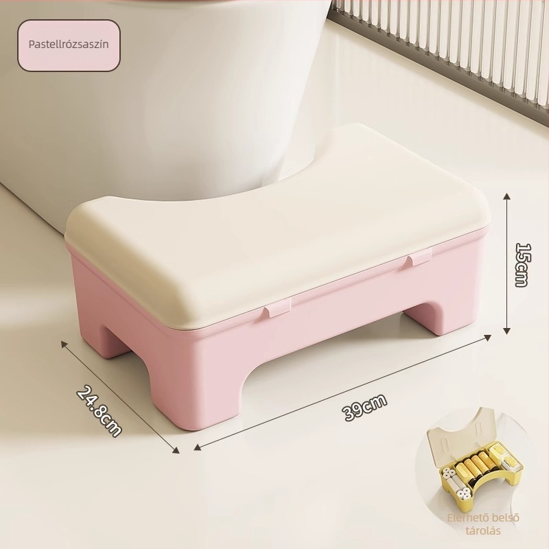 Qiaofeng műanyag vastagított WC‑ülőke tárolóval – nem összecsukható lábtámasz a fürdőszobában