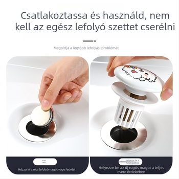 Karikatúra mosdó lefolyódugó húzható típus, ABS+kerámia, P-alakú forma, modell MPTTXKT001, márka Mi xiaomu