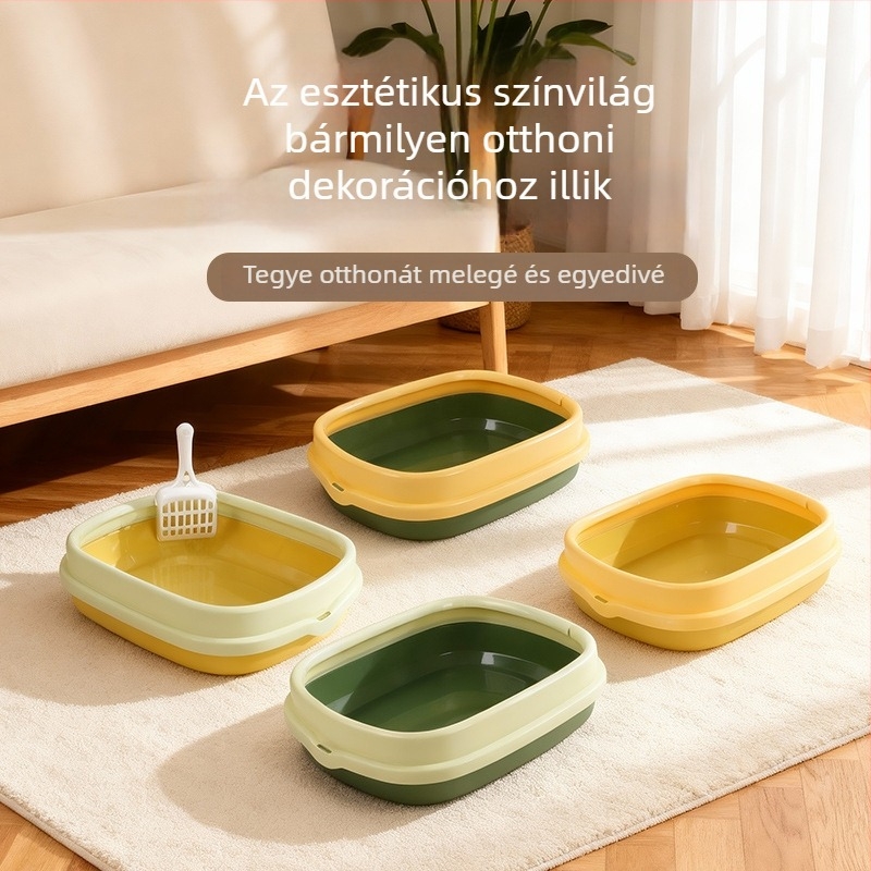 Macskaalomtál, félzárt, nyitott felső résszel, extralarge méret, csöpögés elleni dizájn