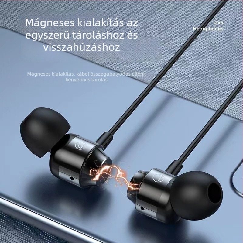 Vezetékes PC fülhallgató, modell S5, dinamikus meghajtóval, 2–3 m kábel, érzékenység 106 dB