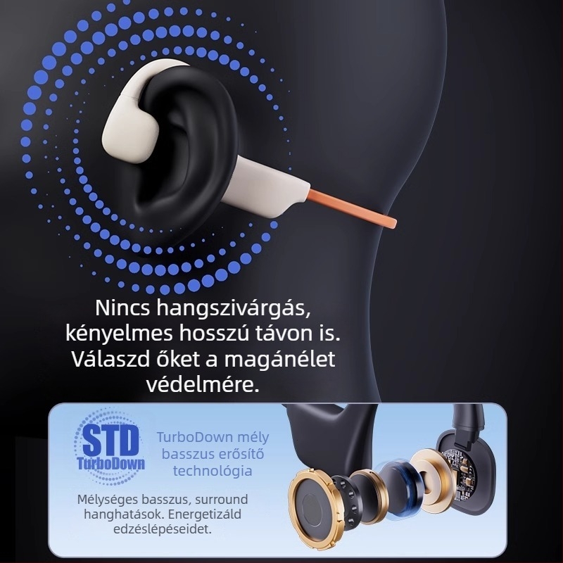 Csontvezetéses Bluetooth fejhallgató, IPX6 vízálló, Bluetooth 5.4, üzemidő 4–8 óra, zene és hívások támogatása