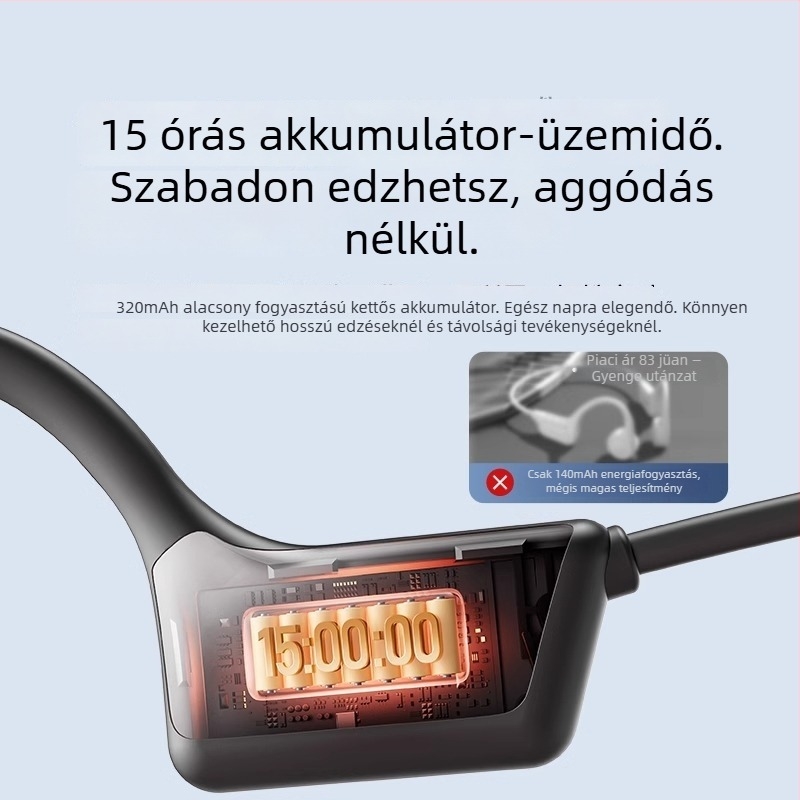 Csontvezetéses Bluetooth fejhallgató, IPX6 vízálló, Bluetooth 5.4, üzemidő 4–8 óra, zene és hívások támogatása