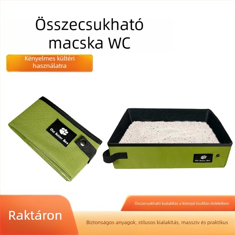 Hordozható, összecsukható egyszer használatos macskaalom tál utazáshoz