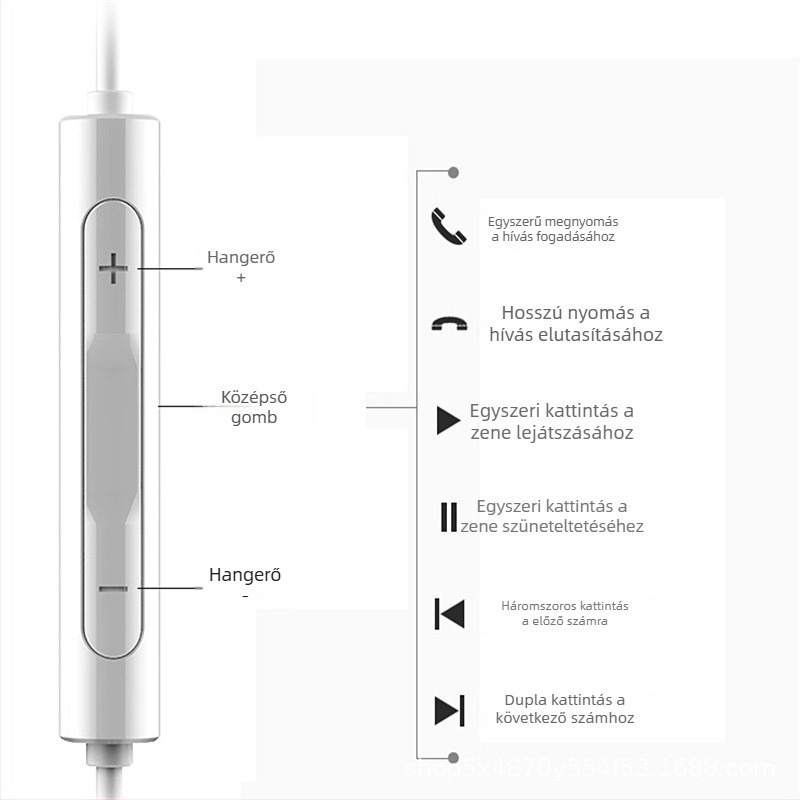 Type-C kábeles in-ear fejhallgató, Android-kompatibilis, mozgótekercses meghajtóval, univerzális kompatibilitás