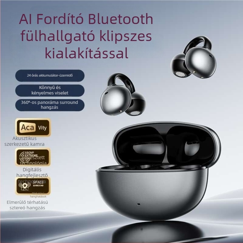 Z72 Bluetooth fejhallgató valós idejű AI-szinkron fordítással, clip-on kialakítással, kényelmes viselet, hosszú akkumulátor-üzemidő.