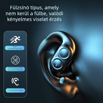 Bluetooth fülhallgató egy fülre, akasztó dizájn, mono, Bluetooth 5.3, hatótáv 10 m, üzemidő 4–8 óra, vízálló