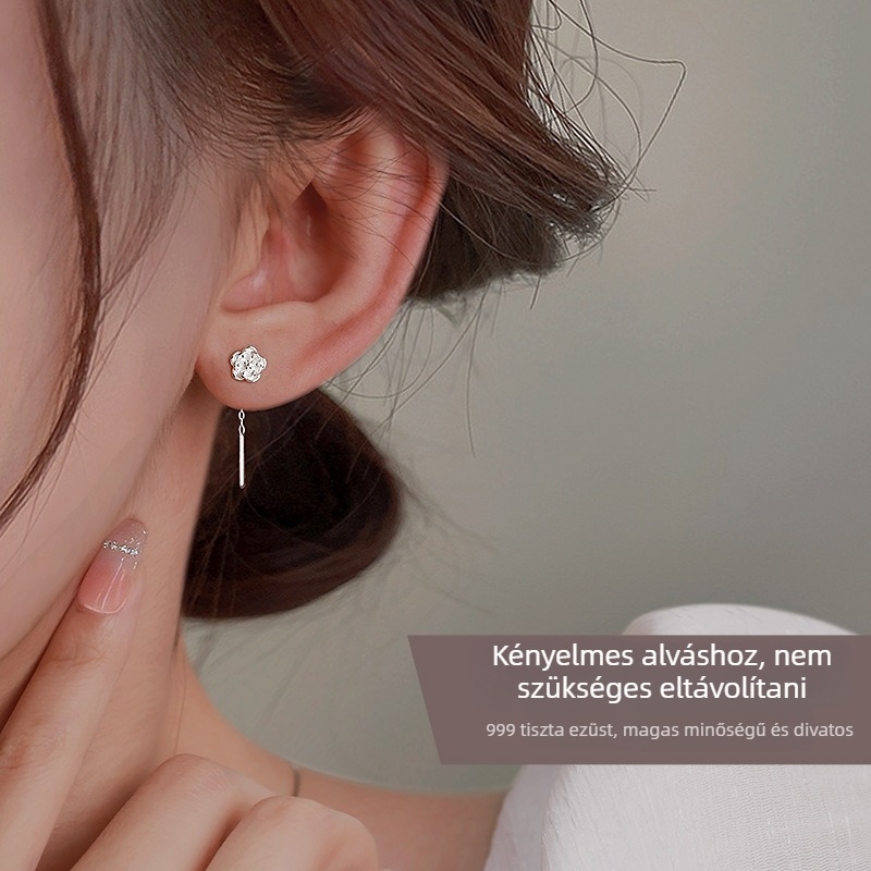 925 ezüst camellia szálas fülbevaló – Weiyin shang, niš design, őszi 2024 kiadás