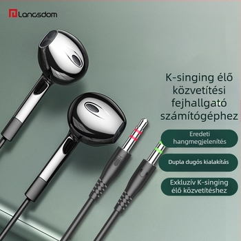 Langston V6 vezetékes PC fejhallgató mikrofonnal, 3,5 mm, 20–20000 Hz, 32 Ω, 2 m kábel