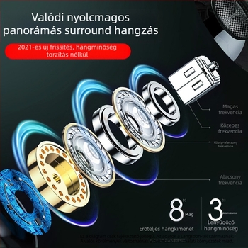Langston V6 vezetékes PC fejhallgató mikrofonnal, 3,5 mm, 20–20000 Hz, 32 Ω, 2 m kábel